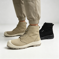 Bottes de sécurité anti-coupure en toile recyclée avec embout en acier et semelle intermédiaire anti-perforation pour hommes – Noir Kaki