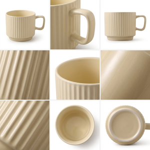 Canecas de Cerâmica Caneladas Estilo Nórdico Minimalista, Atacado a Granel em Estoque, Caneca de Chá e Café de Luxo para Casa, Escritório, Café e Festas - Product Image 3
