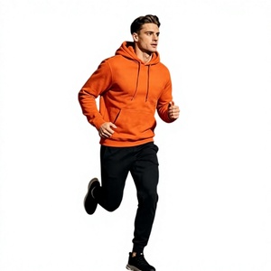Sudadera con Capucha Naranja para Hombre, con Bolsillo Canguro, Estilo Casual, Ecológica, Impermeable, de Poliéster/Algodón, Corte Holgado, para Invierno - Product Image 4