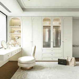 BALOM Customized Luxury Fluted Glass Door Wardrobe, Bedroom Furniture, Light Transmission with Privacy, Wooden Cabinet Ardrobe - Product Image 4