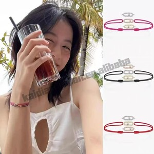 French Romantic 925 Sterling Silver Gold Plated Zircon Charm <b>Bracelet</b> Good Fortune Red Rope Adjustable Hand Jewelry <b>Sweet</b> - Product Image 6