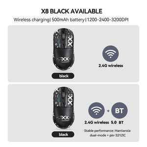 Ratón inalámbrico X8 2,4G BT Batería de larga duración Diseño ergonómico Recargable PC Gaming Office <span class=keywords><strong>Mouse</strong></span> con pegatinas de grafiti - Product Image 6