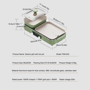 Parrilla Eléctrica Sin Humo 2026, Parrilla Eléctrica Antiadherente con Revestimiento de PTFE y Olla Caliente para Uso Doméstico en la Cocina - Product Image 2