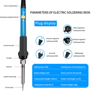 Stylo de fer à <span class=keywords><strong>souder</strong></span> 110V 220V Kit de fer à <span class=keywords><strong>souder</strong></span> électrique à température réglable avec tête de fer à <span class=keywords><strong>souder</strong></span> remplaçable - Product Image 4
