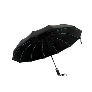 Parapluie de voyage moderne promotionnel, coupe-vent robuste, entièrement automatique, pliable en 3 sections, logo personnalisable, compact, 12 baleines, idéal comme cadeau - Product Image 4
