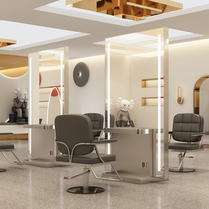 Miroir de salon commercial, miroir de coiffure sur pied avec cadre en acier inoxydable, mobilier de studio de beauté - Product Image 3