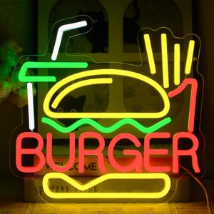 卸売LEDバーガーネオンサインUVプリントライトアップファーストフード壁飾り調光可能USB電源サイン（バーガーショップ＆カフェ用） - Product Image 3