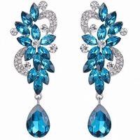 Femme Bohème Boho Fleur De Cristal Mariage Mariée Lustre Larme Bling Boucles D'oreilles