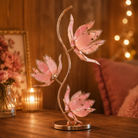 Lampe sur pied décorative moderne en fer LED E27 PANJIXIN pour salon, avec élégante fleur de lotus rose de luxe, pour salon et chambre à coucher