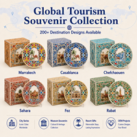 Sous-verre en céramique souvenir touristique du Maroc, style vintage marocain, rond, personnalisé, sur mesure, ODM, vente en gros