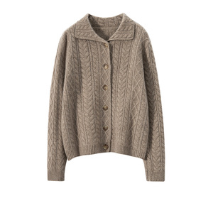 <span class=keywords><strong>Cardigan</strong></span> in Cashmere Mongolo Personalizzato per Donne, Maglieria <span class=keywords><strong>Aran</strong></span> con Collo a Polo, Giacca Morbida, Fornitore Elite di Cashmere - Product Image 5