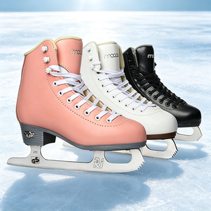 Patins de Gelo de Couro para Adultos e Crianças com Lâmina de Aço Inoxidável, Botas de Patinação no Gelo, Tamanhos Iniciante 28-44 - Product Image 1