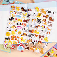 Autocollants 3D en relief mignons en forme de chien, autocollants en relief de dessin animé Shiba Inu, décorations pour récompenses d'enfants et loisirs créatifs en vrac