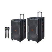 Haut-parleur portable sur roulettes 12/15 pouces, fabriqué en usine, gamme complète, pour fêtes et karaoké, enceintes trolley