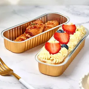Sıcak satış ev fırınlar güvenli 200ml Mini Loaf Bakeware konteynerler pişirme kek Durian kutusu dikdörtgen alüminyum folyo tepsiler