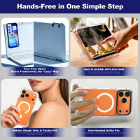 COSYU OEM/ODM Coque de téléphone antichoc magnétique transparente en TPU+PC avec logo personnalisé pour 16 Pro Max/Plus, support de bureau et bouton de capture