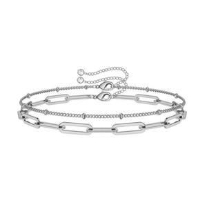 Pulseras de cristal de cadena cubana para mujer, clip de papel en capas ajustable de acero inoxidable, oro de 18K, venta al por mayor - Product Image 5