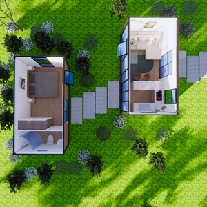 Casa Contenedor Boxspace de 20 pies para Recepción de Amigos y Descanso, Hogar Prefabricado Económico con Revestimiento Exterior Tipo Madera - Product Image 1