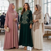 Robe longue personnalisée pour fêtes et festivals, avec broderie florale exquise, manches évasées, tenue maxi ample, Abaya ODM/OEM