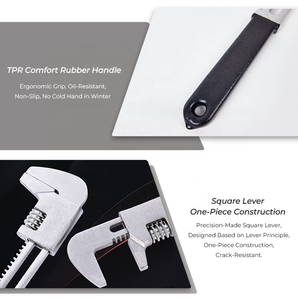 プロのメンテナンス作業用の12インチ高耐久調整可能なF型直角レンチスパナ - Product Image 5