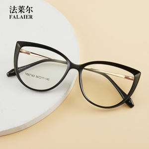 Monture de lunettes œil-de-chat FalaiEr TR87163 54-17-140 anti-lumière bleue, monture complète pour femme, verres plats - Product Image 1