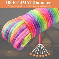 Cordon en paracorde de nylon de 30 mètres, 7 brins, type III, cordon de parachute de 4 mm, cordon 550, toutes saisons, camping en plein air, bracelets de survie, bricolage