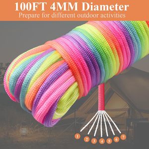 Cordon en paracorde de nylon de 30 mètres, 7 brins, type III, cordon de parachute de 4 mm, cordon 550, toutes saisons, camping en plein air, bracelets de survie, bricolage - Product Image 2