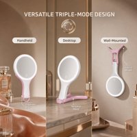 Miroir de maquillage pliable portable avec poignée, grossissement 7X, éclairage LED, fournisseur OEM ODM d'usine, vente en gros