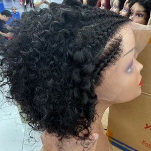 Promotion 23$ Letsfly <b>Braids</b> Short Curly 13x4 Lace Front Human Hair <b>Wig</b> Brazilian Hair Swiss Lace Pixie Cut for Daily Wear - Product Image 6