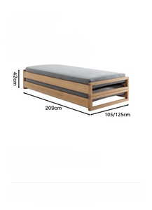 Lit japonais surélevé en bois massif, bois de cerisier nord-américain, style nordique minimaliste, noyer noir, lit double sur mesure King Size - Product Image 2