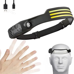 Lampu utama Cob LED isi ulang USB, Sensor gerakan portabel kuat tahan air untuk berkemah, berlari, untuk kegiatan luar ruangan - Product Image 1