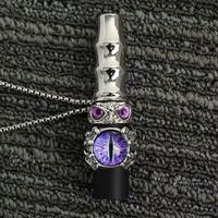 Collier pendentif crâne en métal Alpha-H pour hommes, design miroir anti-stress avec porte-cigarette, style européen-américain