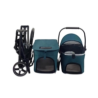 Poussette de croisière réglable pliable à deux niveaux pour chiens chats transporteur de voyage léger pour animaux de compagnie avec fonction imperméable confortable