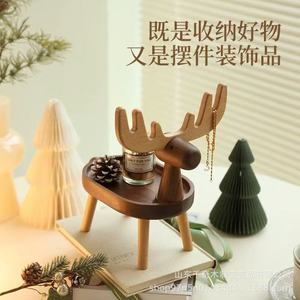 Wooden Deer Key Rack Storage <b>Shelf</b> For Desk Makeup Jewelry Watch Holder Freestanding Multi Functional Organizer - Product Image 4