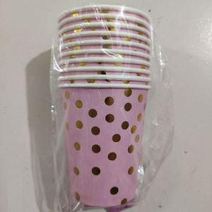 Juego de Platos, Vasos y Servilletas Desechables de Papel con Estampado Dorado Rosa, Artículos para Fiestas, Vajilla - Product Image 5