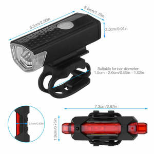 Faro LED recargable por USB para bicicleta, faro delantero trasero para ciclismo, luz para bicicleta, resistente a la lluvia, recargable por USB, LED para bicicleta - Product Image 2