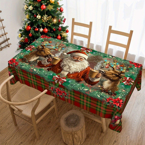 Nappe de Noël personnalisée imprimée, lavable, en polyester, pour table à manger, décoration de la maison pour les fêtes - Product Image 5
