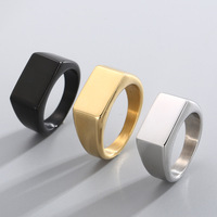 Bague géométrique ronde en acier inoxydable pour hommes, femmes, unisexe, avec logo gravé au laser à froid, en acier titane brillant, idéale pour les fêtes