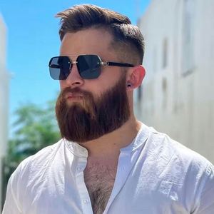 Gafas de Sol de Metal Vintage para Hombre, Diseño Personalizado con Logotipo 2025, Protección UV400, Montura Cuadrada de Media Montura, Gafas de Sol para Conducir - Product Image 2