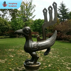 Statua <span class=keywords><strong>di</strong></span> Fenice in Bronzo Semplice e Astratta, Resistente alle Intemperie, Scultura Mitologica in Bronzo, Ottone e Rame - Product Image 1