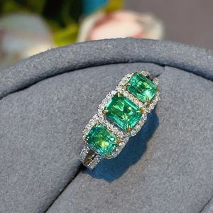 Bague à trois pierres Xinfly Vintage pour anniversaire de mariage, en or 18 carats, avec émeraude naturelle de 1,3 ct sertie clos - Product Image 4