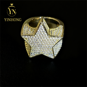Hip-hop dos homens e das mulheres Alta Jóias <span class=keywords><strong>Tester</strong></span> 925 Sterling Silver Vvs Moissanite Star-shaped Anel - Product Image 1