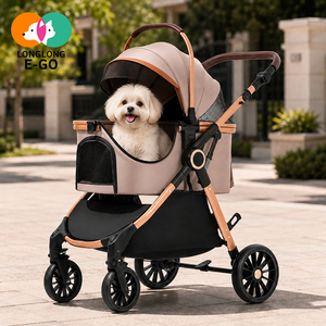 Poussette pliable légère et réglable pour animaux de compagnie avec base de roues élargie, charge maximale 25 kg, chariot stable pour petits chiens et chats, utilisation en extérieur - Product Image 1