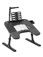 Bureau portable pour lit et canapé avec accoudoirs rembourrés doux et lampe de bureau LED à protection oculaire, grand bureau de lit réglable en hauteur et en angle