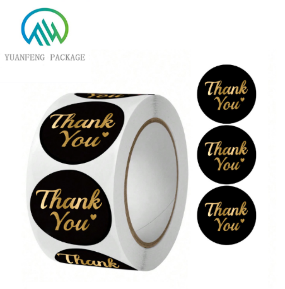 Hot Sale Custom Logo Printed Roll Adhesive Paper Gold Stamping Round Label Stickers for Packaging