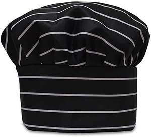 Chapeau de chef rayé personnalisé OEM BSCI de haute qualité avec passepoil, promotion en gros, chapeau de chef en polyester, chapeau de cuisine - Product Image 1