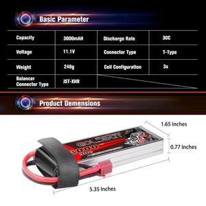 Lithium-polymer battery 3s 11,1 V 3000mAh 30C Rechargeable RC LiPo battery for helicopter drone RC car toy - Product Image 3