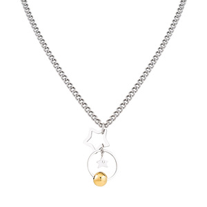 Collar con Colgante de Estrella, Acero Inoxidable, Joyería de Moda Unisex, Dije de Bola Dorada - Product Image 5