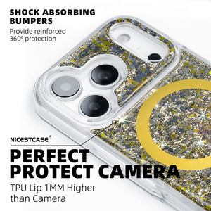 Étui de téléphone à paillettes dorées - Product Image 3