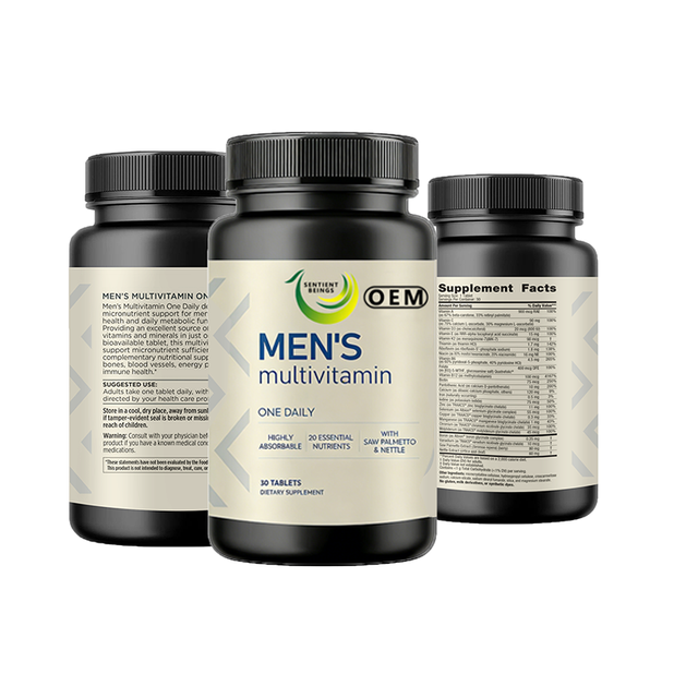 Men's Multivitamin Tablets 30 Count One Daily 20 Essential Vitamins Minerals High Absorbable With Saw Palmetto Nettle Male